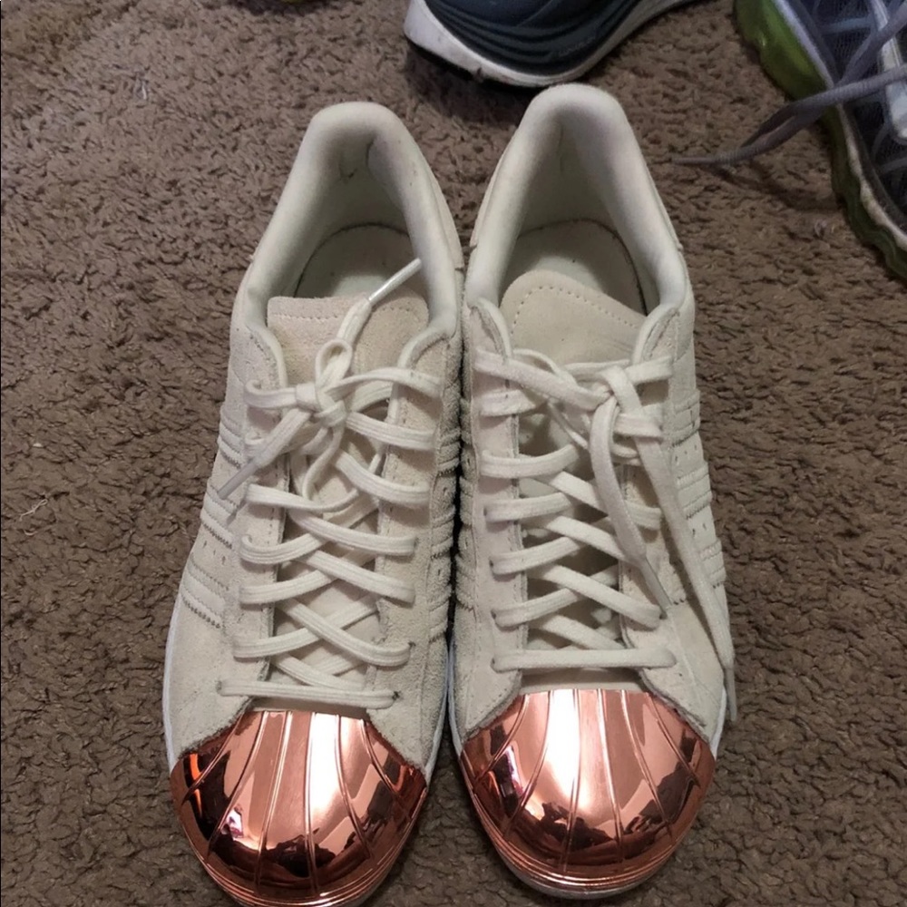 Adidas suede Shell toe.